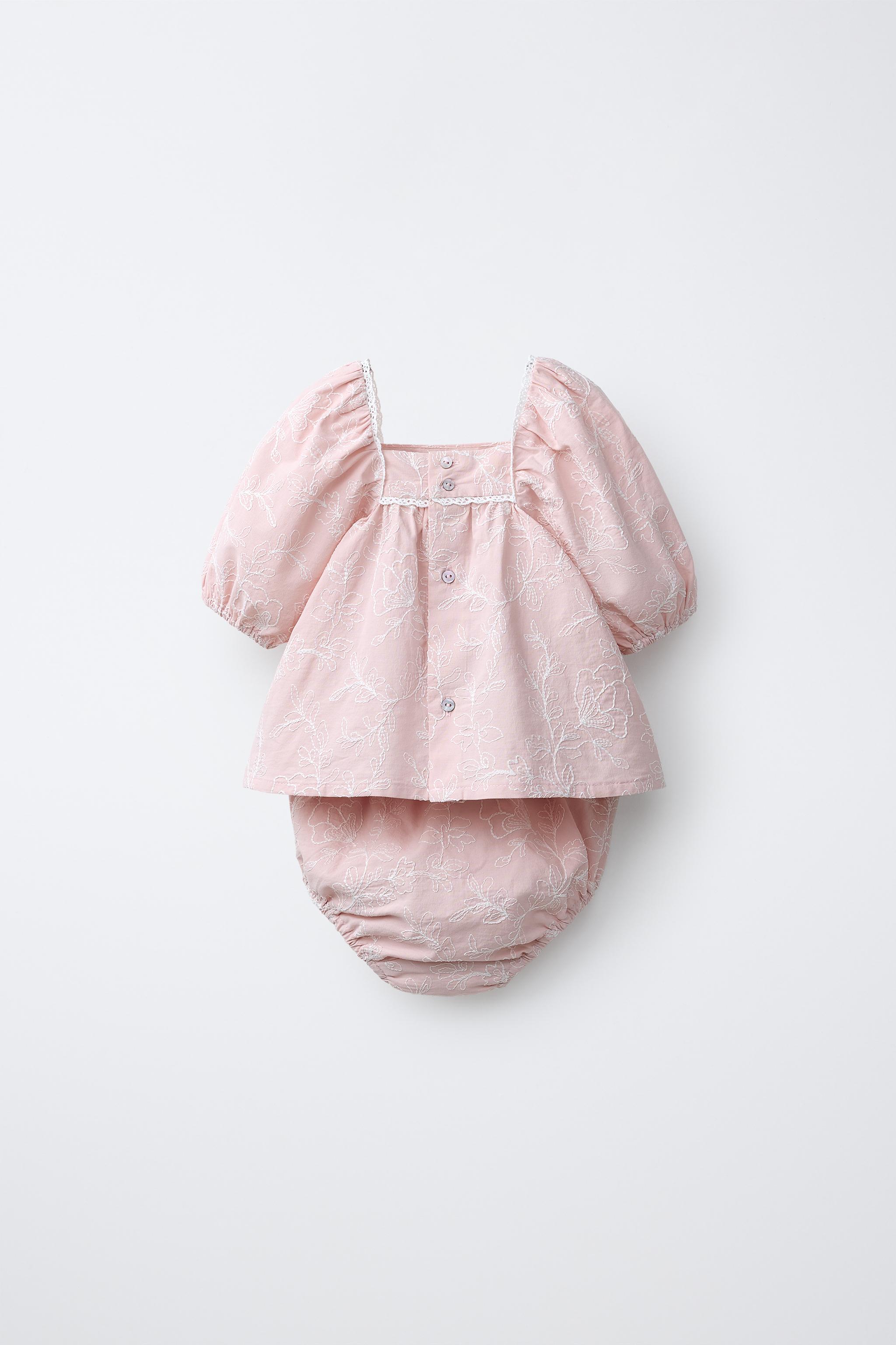EMBROIDERED LACE SHIRT AND BLOOMERS SET